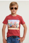 Normal fit basic T-shirt short sleeves scarlet mix