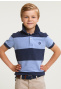 Custom fit gestreepte stretch polo night blue mix/seashore mix