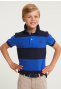 Custom fit striped stretch polo navy/evening blue