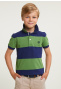 Custom fit gestreepte stretch polo royal blue/belize green