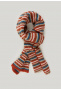 Orange/beige striped ribbed scarf