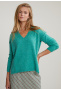 Green V-neck sweater long sleeves