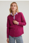 Magenta basic crew neck cardigan applied pocket