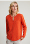 Oranje basic cardigan ronde hals opgestikte zak