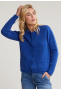 Blue crew neck cardigan applied pockets