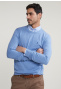 Normal fit basic cotton crew neck sweater alpine blue mix