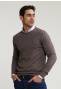 Normal fit basic cotton crew neck sweater croissant mix