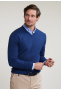 Normal fit basic cotton V-neck sweater dk moon mix