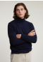 Loose fit wool-cashmere roll neck sweater navy