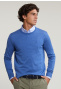 Custom fit merino crew neck pullover crown blue mix