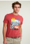 Normal fit basic T-shirt short sleeves scarlet mix