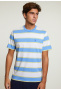 Custom fit striped T-shirt caribbean blue