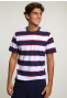 Custom fit striped T-shirt oxford blue/harvard red