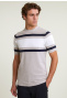 Custom fit sporty striped T-shirt old wood mix