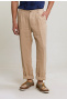 Fancy linen pants elastic waist taupe