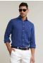 Custom fit linen shirt blue