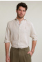 Custom fit linen shirt beige