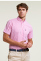 Custom fit checked performance stretch shirt short sleeves pink/white