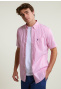 Custom fit striped performance stretch shirt short sleeves pink/white