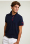 Custom fit sporty stretch polo navy