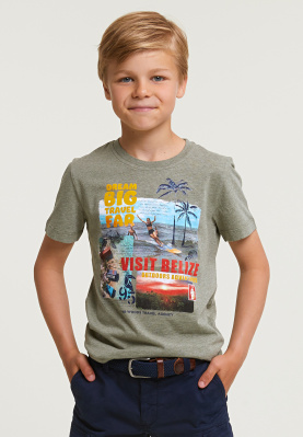 Normal fit basic T-shirt short sleeves safari mix