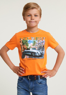 Normal fit basic T-shirt short sleeves electric orange