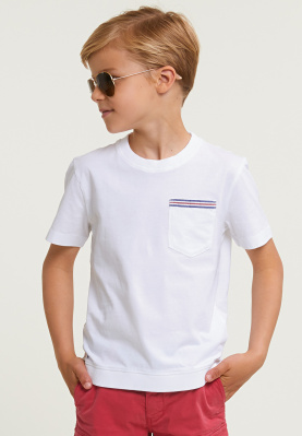 Loose fit fancy T-shirt chest pocket white