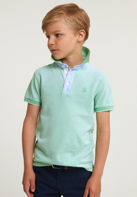 Custom fit fancy cotton polo short sleeves dark lime mix