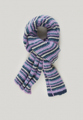Purple/blue striped ribbed scarf