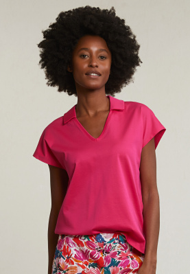 Fuchsia V-neck polo T-shirt short sleeves