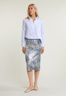 Blue glitter midi stretch skirt
