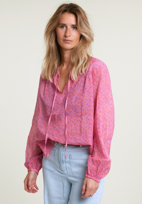 Pink fantasy V-neck blouse