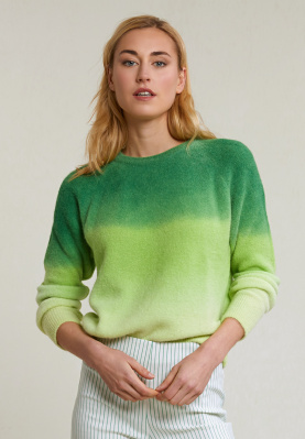 Green alpaca-virgin wool gradient sweater