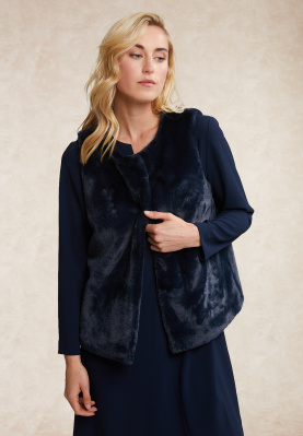 Soft short sleeveless coat navy