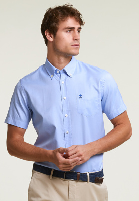 Custom fit uni shirt short sleeves blue