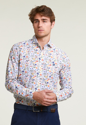Custom fit cotton floral shirt multi