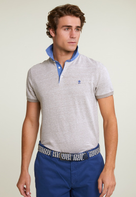 Custom fit cotton-linen polo old wood mix