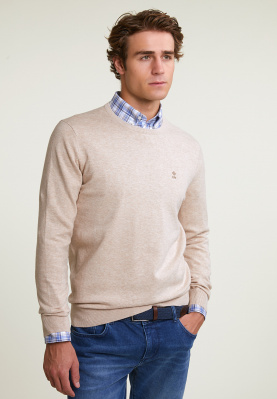 Normal fit basic cotton crew neck pullover reed mix