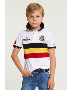 Tight fit driekleurige sportieve polo unisex wit