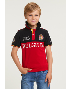 Tight fit driekleurige sportieve polo unisex rood