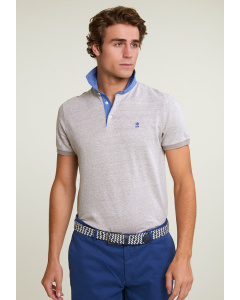 Custom fit cotton-linen polo old wood mix
