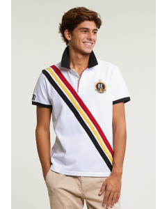 Custom fit tricolor sporty polo unisex white