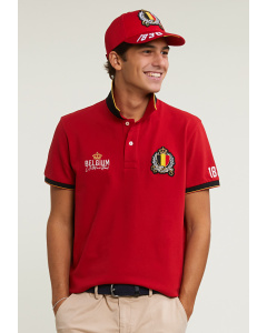 Custom fit tricolor sporty polo unisex red