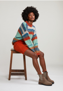 Orange corduroy short skirt