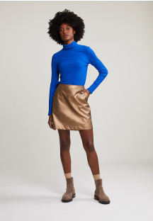 Ocre short metallic skirt