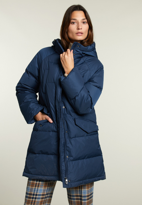 Blue hooded down jacket - River Woods