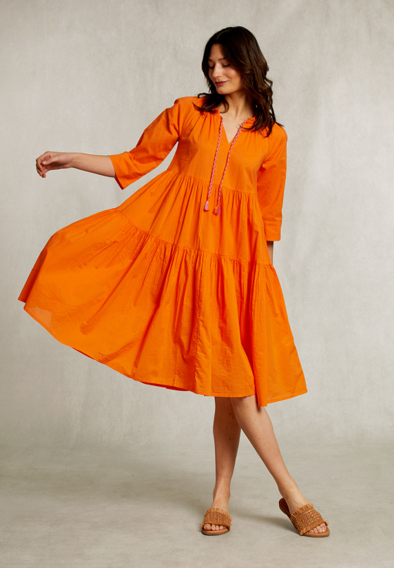 Oranje jurk met 3/4 mouwen - River Woods